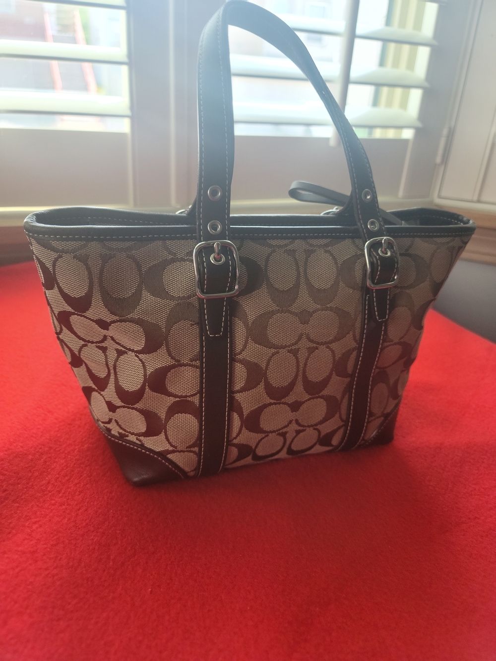 Coach Signature Pattern Brown Mini Tote with Dark Trim. No. H2J-6043
